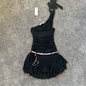 Dolls Kill Black One-Shoulder Mini Dress